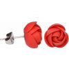 Troli červené náušnice puzetky kytičky stO0893