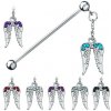 Šperky eshop - Piercing do ucha z chirurgickej ocele - anjelské krídla so zirkónmi C32.11 - Farba zirkónu: Ružová - P