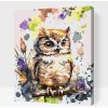 Vymalujsisam.sk Maľovanie podľa čísiel - Sovička s farebným pozadím Veľkosť: 30x40cm, Rám: Na kartónovej doske