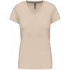 Kariban Tričko K381 s výstřihem do V, krátký rukáv, dámské COT20K381r7802-light sand M Písková světlá