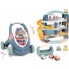 Set didaktické chodítko a kočík s garážou Baby Walker 3v1 + Baby Doll Little Smoby s 30 cm bábikou a kufrík s autíčkami