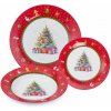 Zázračné Vianoce Červená sada tanierov s motívom vianoc - 18 dielna súprava, NOVINKA