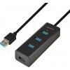 AXAGON HUE-S2BL, 4x USB 3.0 CHARGING hub, micro USB nap. konektor, kabel USB-A 1.2m