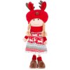 MagicHome Vianoce Dekorácia MagicHome Vianoce, Dievča s červeno-sivou čiapkou, 42 cm
