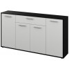 KONDELA Lunia štvordverová komoda so zásuvkou čierna / biela