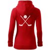 Florbalové hokejky - Mikina dámska trendy zipper s kapucňou - XS ( Červená )