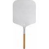 Lopata na pizzu s dřevěným úchytem, čtvercová, 310x355x660 mm | TECHNICA, Pizza Line inox;přírodní