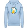 AWDis Hoodie Mikina - Motív - Pivo so smrtkou - Nebeská modrá - XS - Dámske