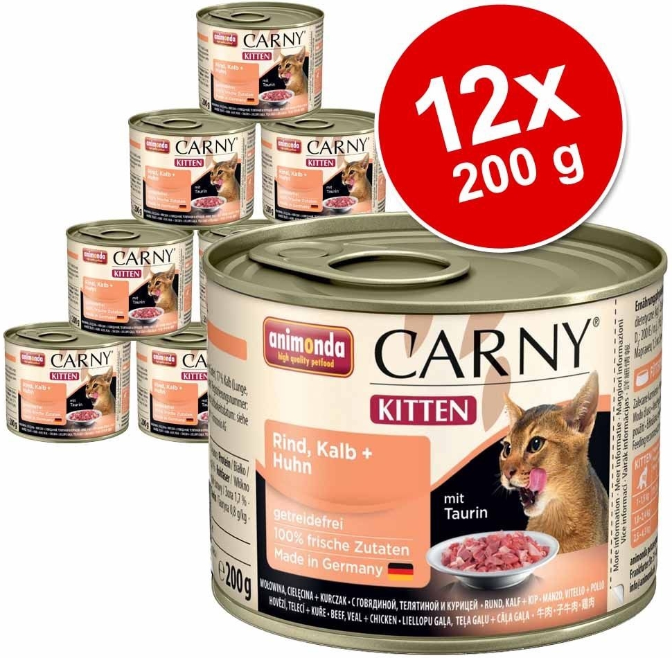 Animonda Carny Kitten hovädzie kuracie a králičie 12 x 200 g