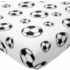 Biela napínacia fleecová detská plachta na dvojlôžko 135x190 cm Football – Catherine Lansfield