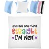 Dúhový Farebný Vankúš - Nápis - Let's get one thing Straight - Biela / Nebeská modrá - Standard - Darčeky PrintEQ - 40x40cm