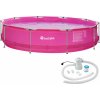 tectake 403824 okrúhly bazén s oceľovým rámom a filtračným čerpadlom ø 360 x 76 cm - fuchsiová