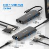 Rozbočovač SWISSTEN pre Apple 8v1 - USB-C na 2x USB-C + 2x USB-A + SD/uSD + HDMI + ethernet