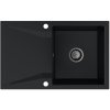 Sink Quality Obsidian, kuchynský granitový drez 790x500x210 mm + čierny sifón, čierna, SKQ-OBS.C.1KDO.XB