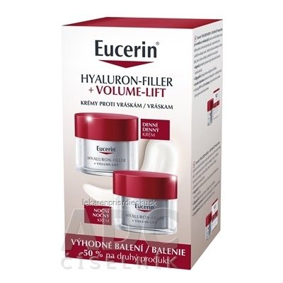 Eucerin HYALURON-FILLER+VOLUME-LIFT DUO proti vráskam, denný krém 50 ml + nočný krém 50 ml (zľava na 2.produkt) 1x1 set