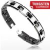 Šperky eshop - Tungstenový magnetický náramok - strieborná a čierna farba, lesklé články Q24.17