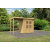 Drevený záhradný domček 329 x 142 cm s prístavkom Dekorhome