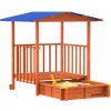 Jurhan Pieskovisko s verandou SUNNY, 130x130x143cm, hnedá/modrá 66632M