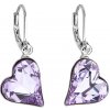 Evolution Group Náušnice bižutéria so Swarovski krištáľmi fialové srdce 51054.3