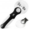 MAGNIFIER 059 Lupa na čítanie s LED osvetlením 5x-8x, čierna