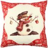 Hanah Home Vianočný dekoračný vankúš so snehuliakom VASO 43x43 cm biely/červený