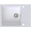 Sink Quality Sink55, kuchynský granitový drez 620x460x215 mm + chrómový sifón, biela, SKQ-SINK.W.1KKO.X