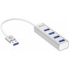 USB Hub AlzaPower AluCore USB-A (M) na 4× USB-A (F) strieborná (APW-HAA4A1S)