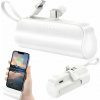 Powerbanka 5000 mAh s Lightning konektorom biela (Kompaktná powerbanka 5000 mAh s integrovaným Lightning a USB-C – vreckové riešenie na rýchle nabíjanie mobilu)