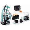 Set upratovací vozík s elektronickým vysávačom Cleaning Trolley Vacuum Cleaner Smoby a raňajkový set s toasterom a elektronická mikrovlnka
