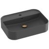 Ravak Ceramic - Umývadlo na dosku 55x40 cm, s prepadom, otvor na batériu, antracit XJX03155004