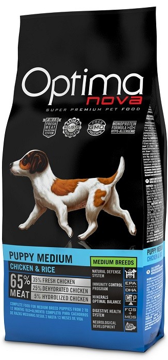 Optima Nova dog Puppy Medium Chicken & Rice 2 x 12 kg