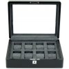 Úložný box na hodinky Rothenschild RS-3420-8-BL-CHA černý s šedým sametem