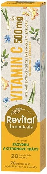 Revital Botanicals Vitamín C 500 mg s príchuťou zázvoru a citrónovej trávy 20 šumivých tabliet