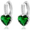 HARAHU Náušnice Silver Heart Zelená HR21152