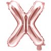 PartyDeco Fóliový balón Mini - Písmeno X 35 cm ružovo-zlatý