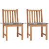VidaXL Záhradné stoličky s poduškami, 2 ks, masívne teakovédrevo