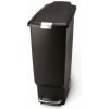Pedálový odpadkový kôš Simplehuman - 40 l, úzky, čierny plast (CW1361)
