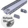 MasterLED Hliníková lišta do sadrokartónu XUDO 20mm, s krytom a koncovkami, 2m, 10ks