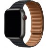 eses Prémiový magnetický loop remienok z pravej kože pre Apple Watch 42 mm/44 mm/45 mm/46 mm/49 mm Farba: čierna