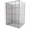 Mexen Kioto, sprchová zástena Walk-In 150 x 200 cm, 8mm číre sklo čierny vzor, medený matný profil, 800-150-101-65-77