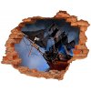 Diera 3D fototapeta na stenu Pirátska loď 90x70 cm