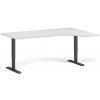 Rohový výškovo nastaviteľný stôl, 180x120 cm, 1 motor, L/P, čierna podnož, biela