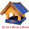 MKSTOR Drevené kŕmitko pre vtáky 32cmx30cmx28cm, vtáčia búdka, modrá