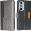 Peňaženkové kožené puzdro Contrast na Motorola Edge 30 Pro - Čierna a šedá