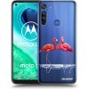 Picasee silikónový prehľadný obal pre Motorola Moto G8 - Flamingos pár
