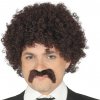 Gurica Pánská kadeřavá paruka a knírem černá