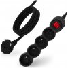 Sieťový predlžovací kábel Uzemnený napájací pásik 4 zásuvky 5 m Vypínač čierny Lendo Lumiled Cord
