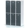 Alfa 3 Šatníková skrinka S6 s úložnými boxami, 6 boxov, 1800 x 1200 x 500 mm, otočný zámok, tmavosivé dvere