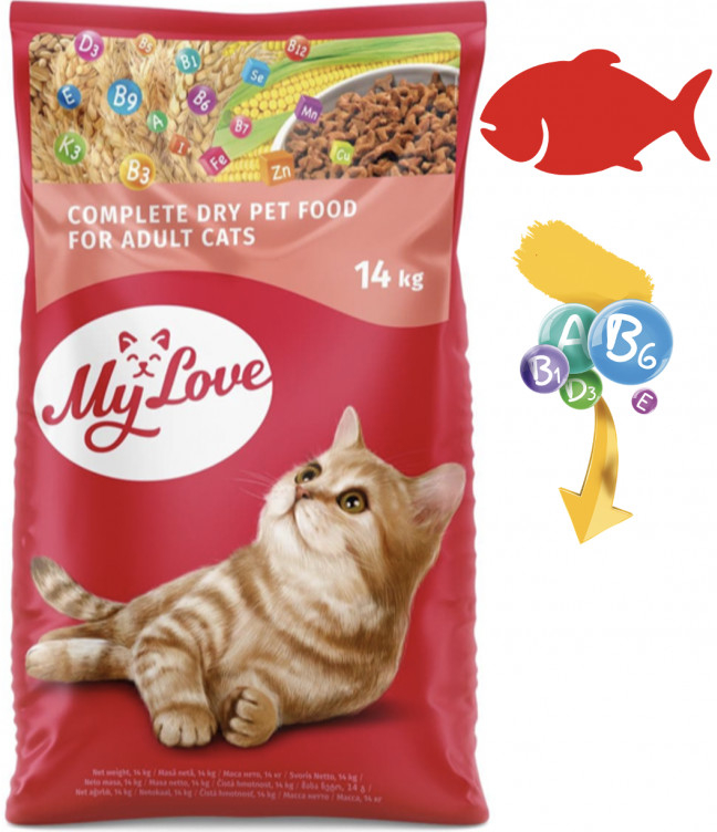 My Love MIAU pre dospelé mačky s rybami 14 kg