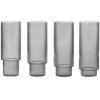 ferm LIVING Poháre na long drink Ripple dymové 300 ml, 4 ks